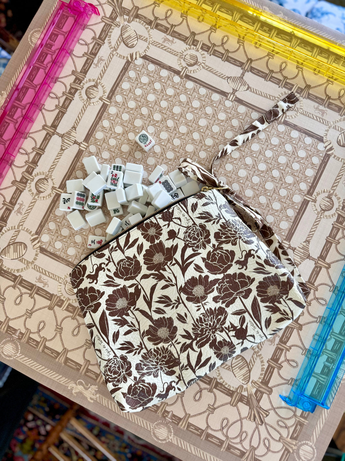 Jokers Cannage Blonde Roomy Leather Mahjong Tile Bag
