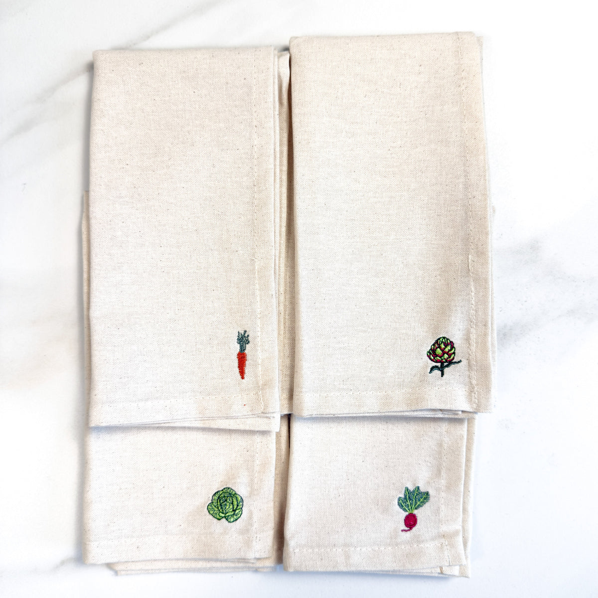Mixed Vegetables Embroidered Dinner Napkins