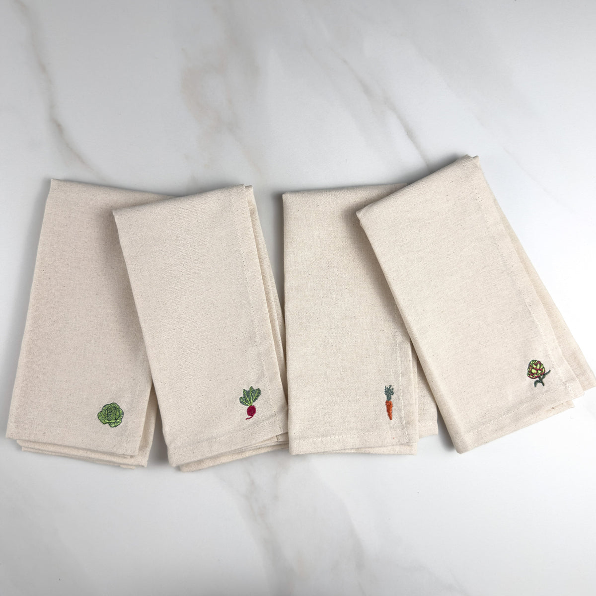 Mixed Vegetables Embroidered Dinner Napkins