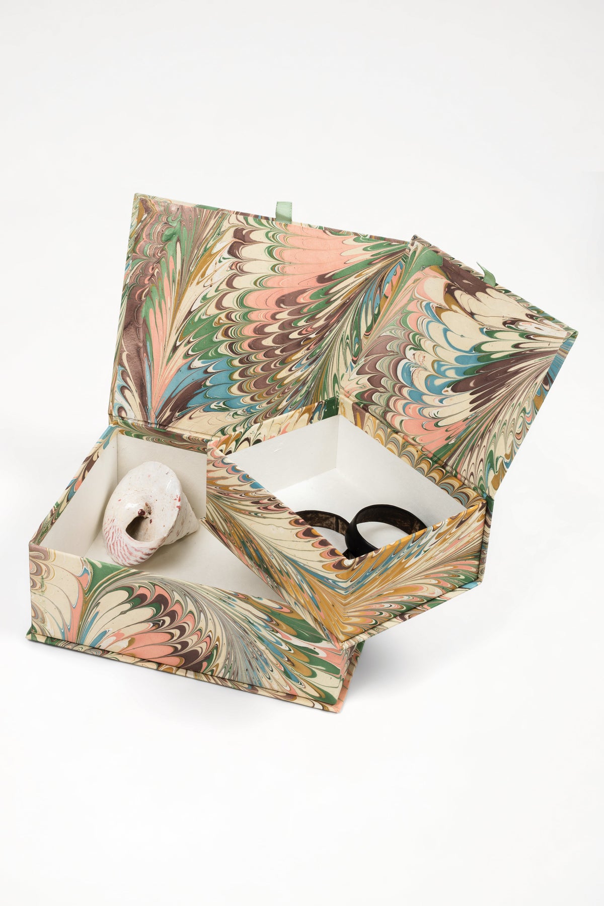 Hand-Marbled Keepsake Box Set in Flatiron Feathers