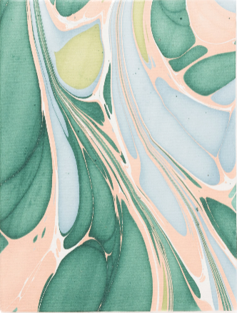 Hand Marbled Frame Folding Book 4x6 - Green and Pink  | Inner Child