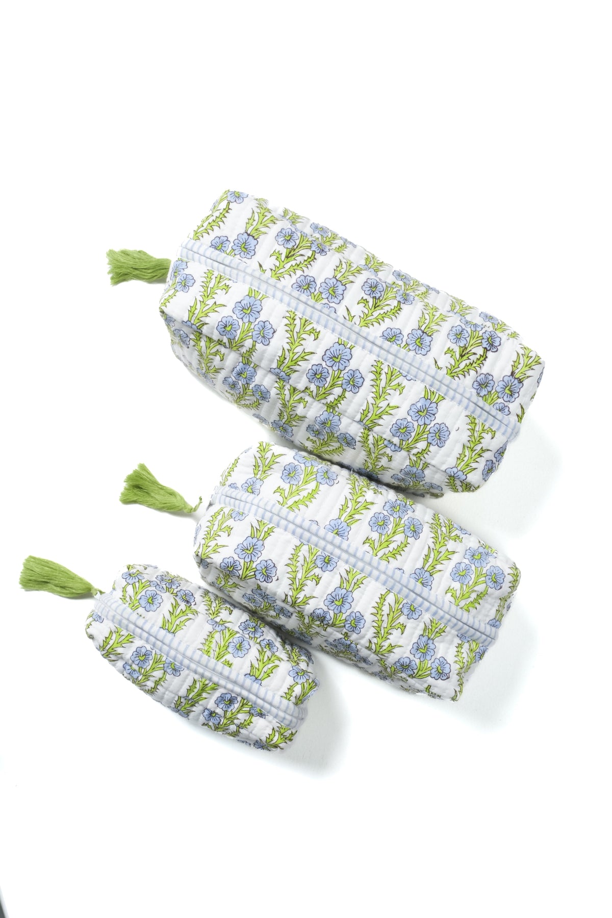 Forget-Me-Not Blockprint Makeup Bag in Blue