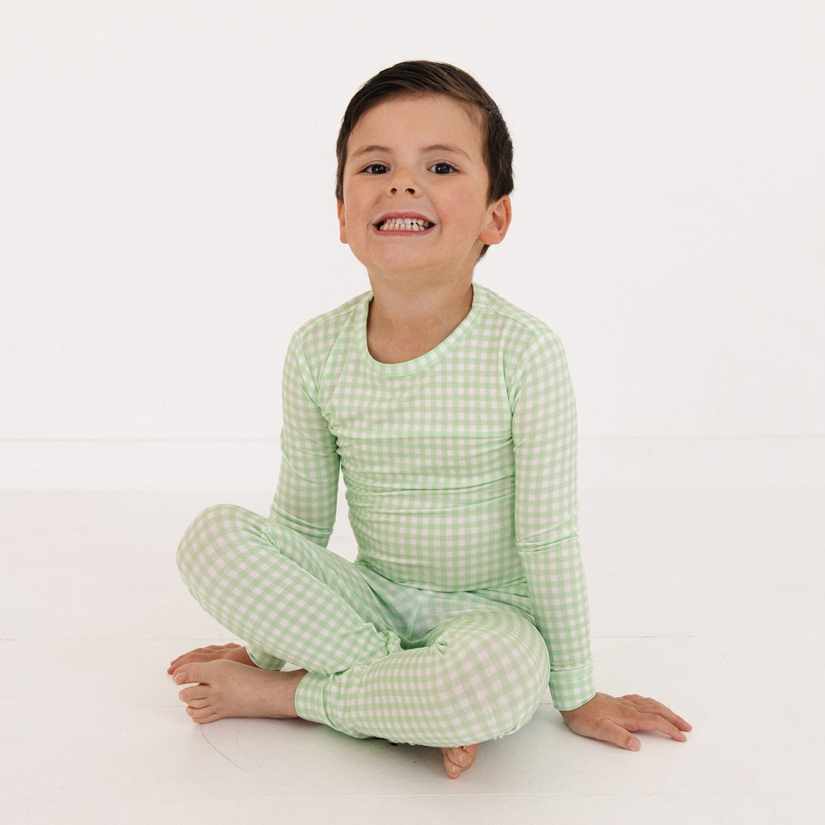 Pistachio Gingham Bamboo Toddler Pajama Set