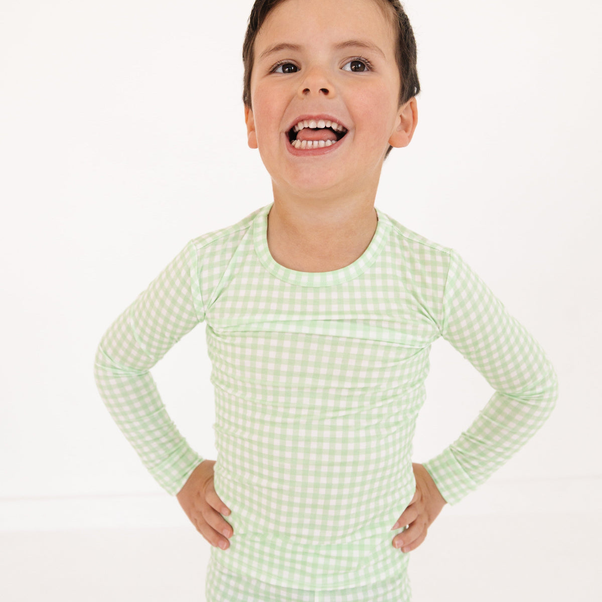 Pistachio Gingham Bamboo Toddler Pajama Set