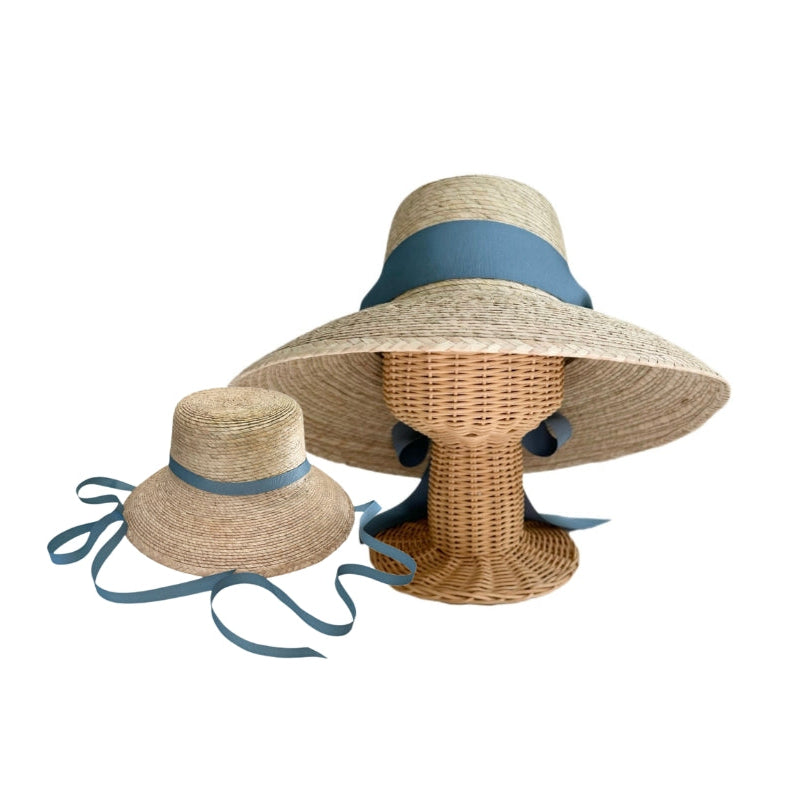 Mommy & Me Sun Hat Set - French Blue Grosgrain Ribbon | Sarah Bray Bermuda
