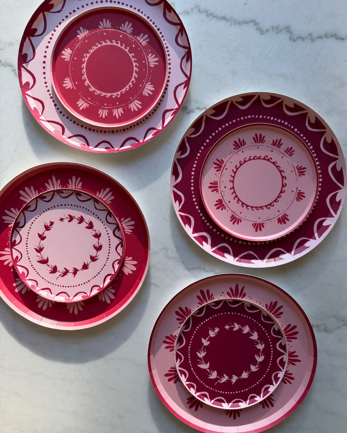 Soleil Hors d'Oeurves Plate Set - Fuchsia