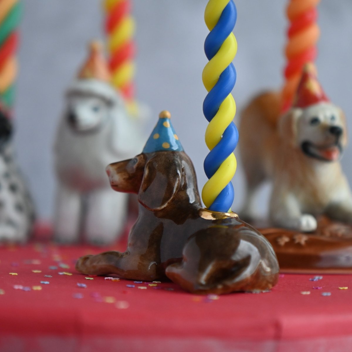 Dachshund Cake Topper | Porcelain Party Animal | Dog Candle Holder