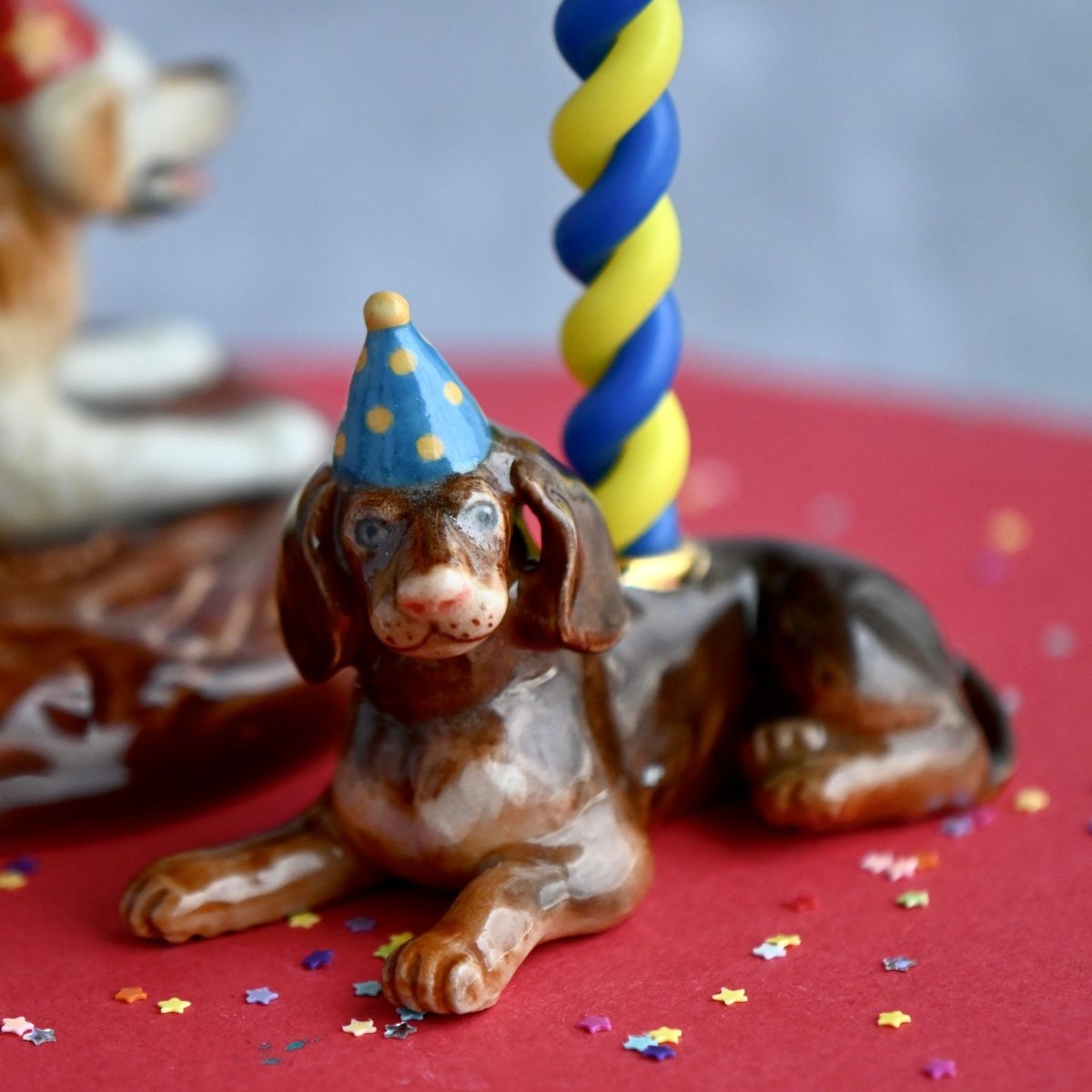 Dachshund Cake Topper | Porcelain Party Animal | Dog Candle Holder