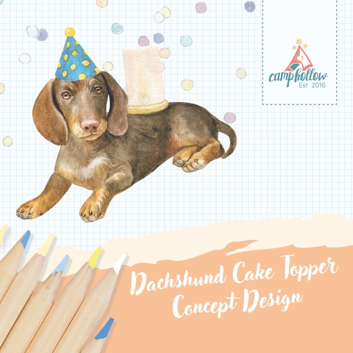 Dachshund Cake Topper | Porcelain Party Animal | Dog Candle Holder