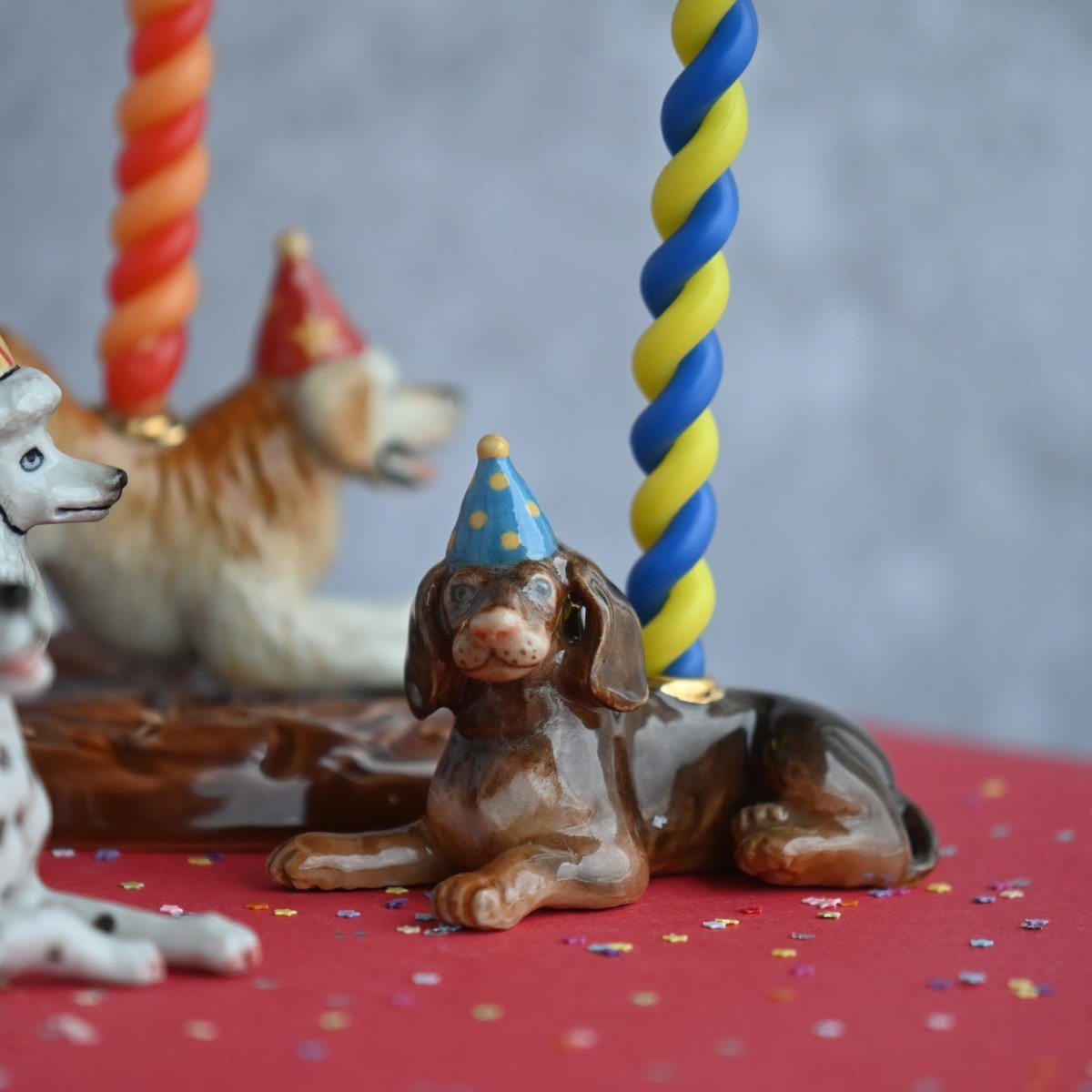 Dachshund Cake Topper | Porcelain Party Animal | Dog Candle Holder