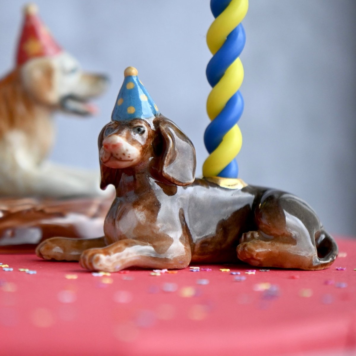 Dachshund Cake Topper | Porcelain Party Animal | Dog Candle Holder