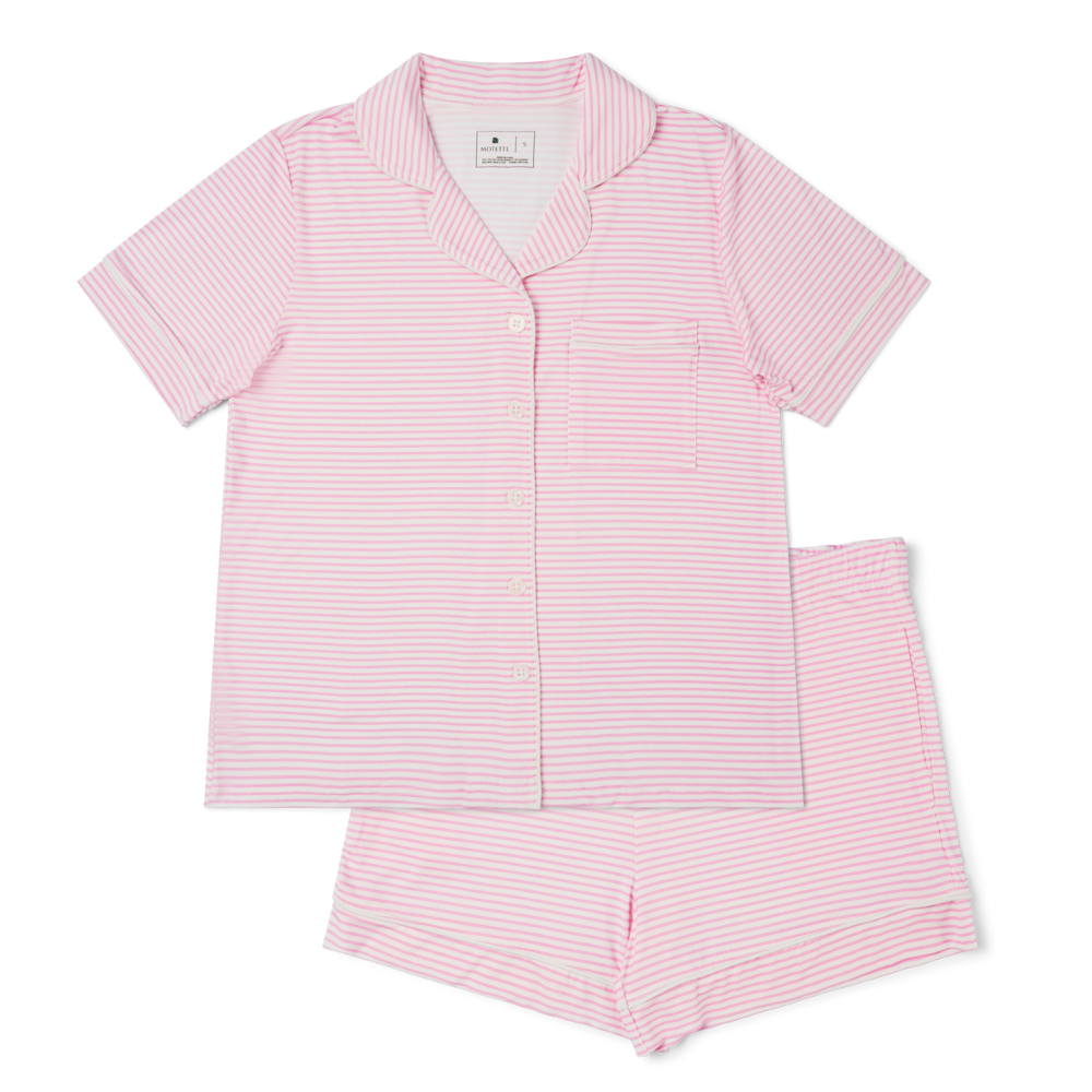 Ballet Stripe Short Sleeve & Shorts Bamboo Women's Pajama Set
