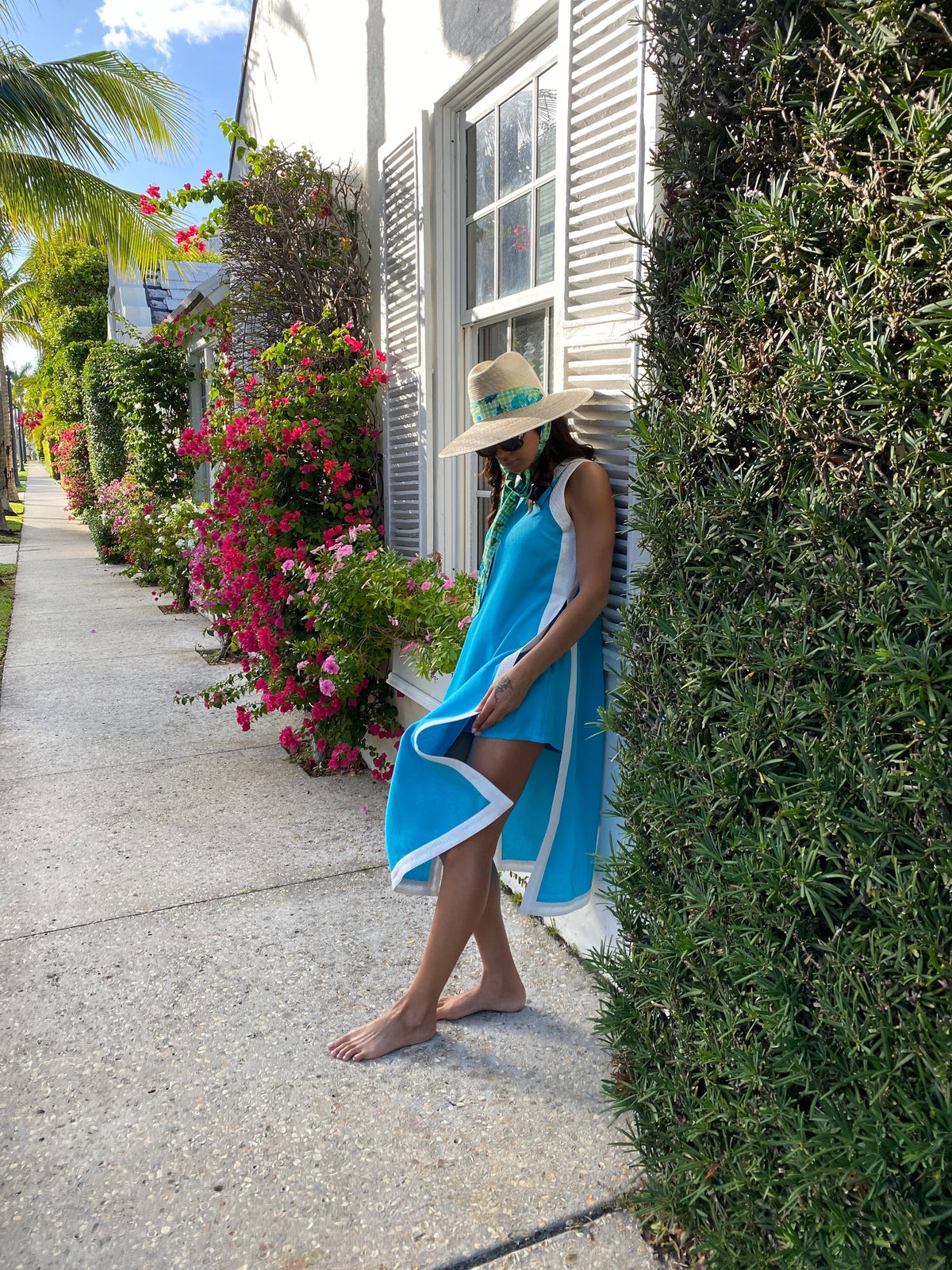 Hollyhock Sun Hat - White Long Grosgrain Ribbon
