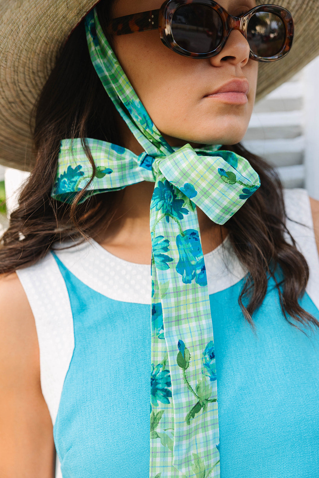 Hollyhock Sun Hat - White Long Grosgrain Ribbon