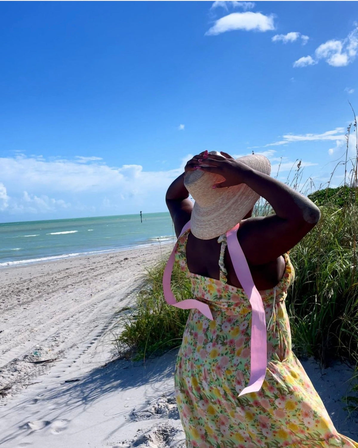 Wildflower Sun Hat - Masters Green Wide &amp; Short Grosgrain Ribbon | Sarah Bray Bermuda