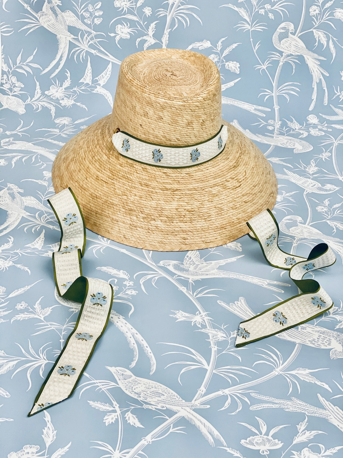 Wildflower Sun Hat - Masters Green Wide &amp; Short Grosgrain Ribbon | Sarah Bray Bermuda