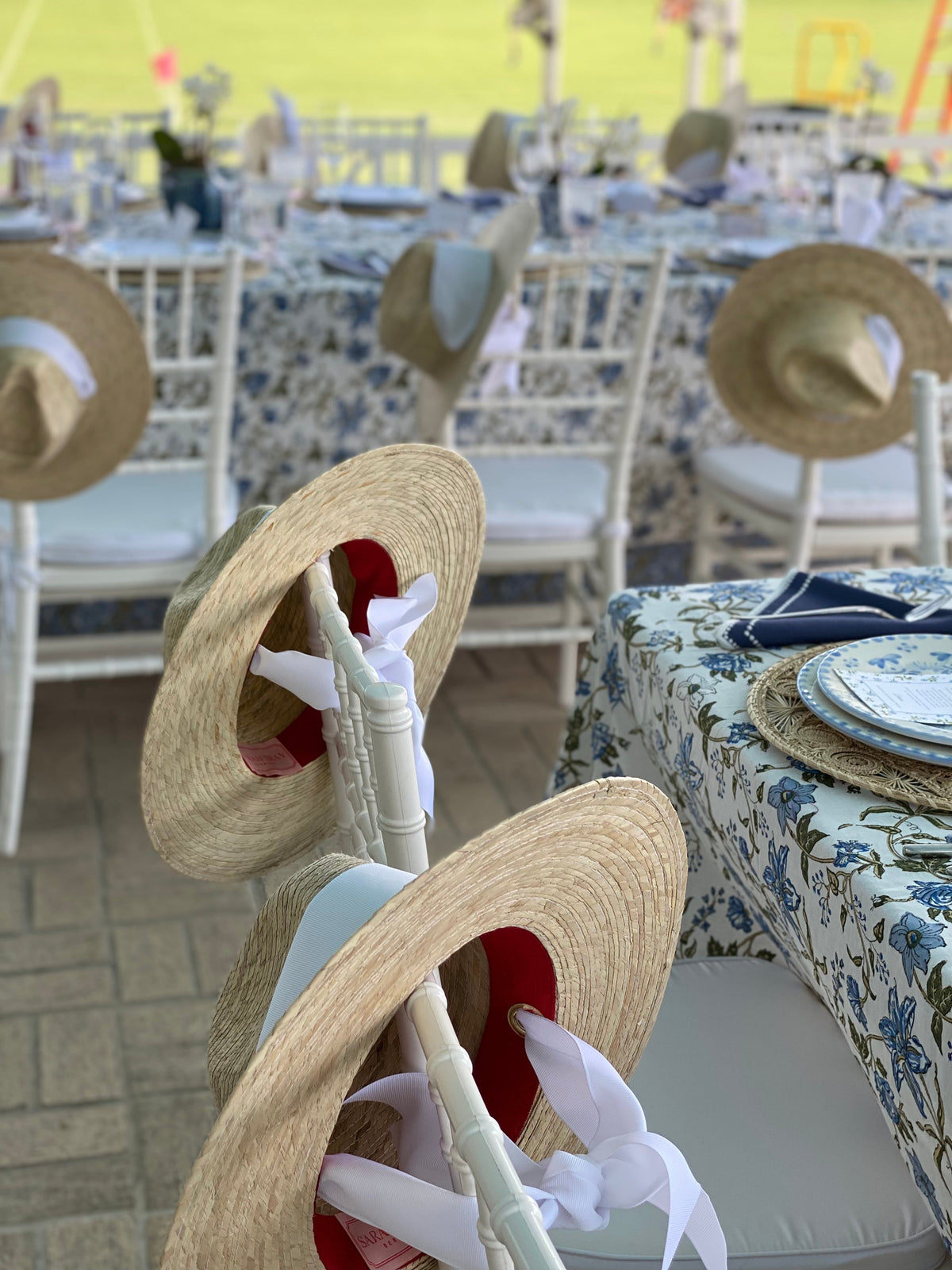Zinnia Sun Hat - Wide &amp; Short French Blue Grosgrain Ribbon | Sarah Bray Bermuda