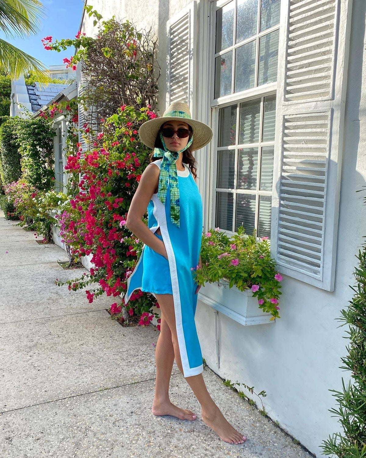 Hollyhock Sun Hat - Long Olive Green Grosgrain Ribbon | Sarah Bray Bermuda