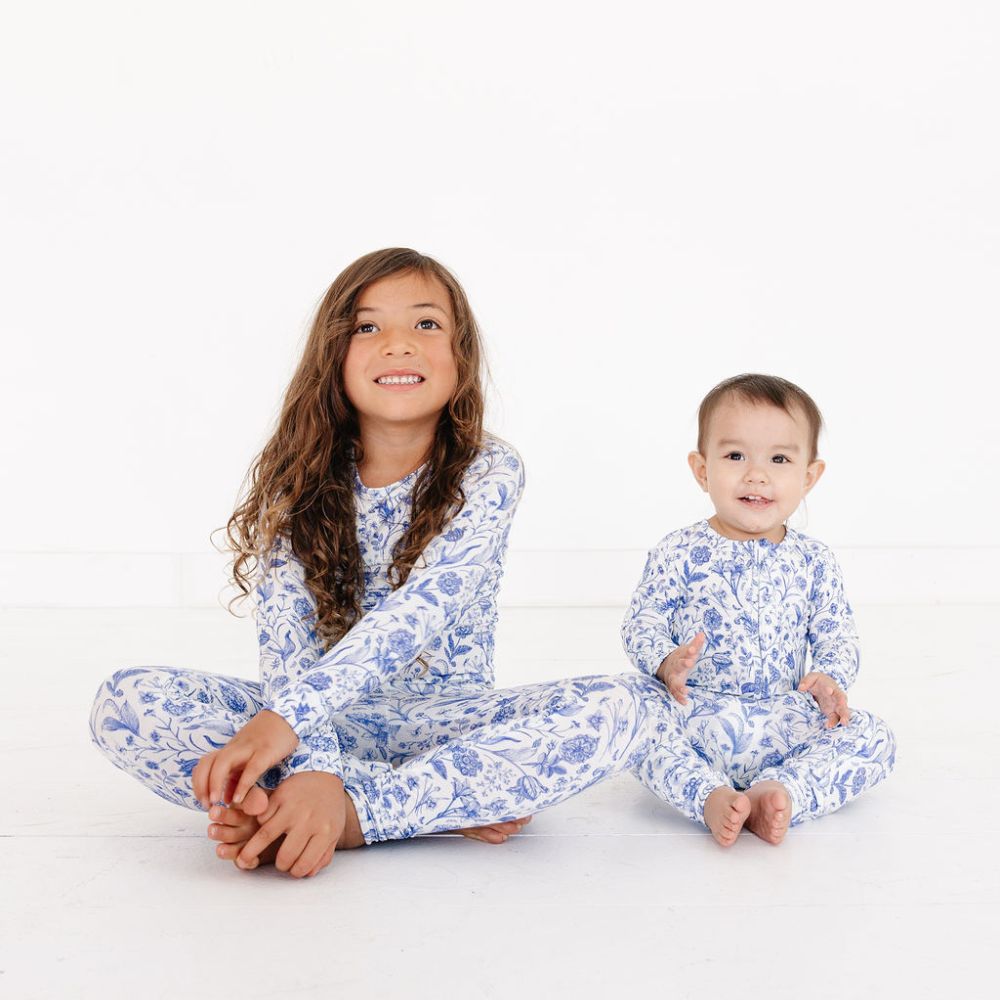 Porcelain Vine Bamboo Toddler Pajama Set  | Motette