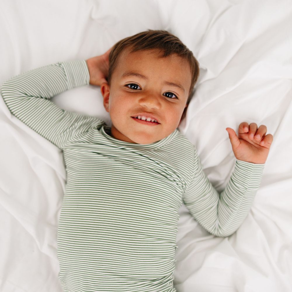Evergreen Stripe Bamboo Kids Pajama Set | Motette