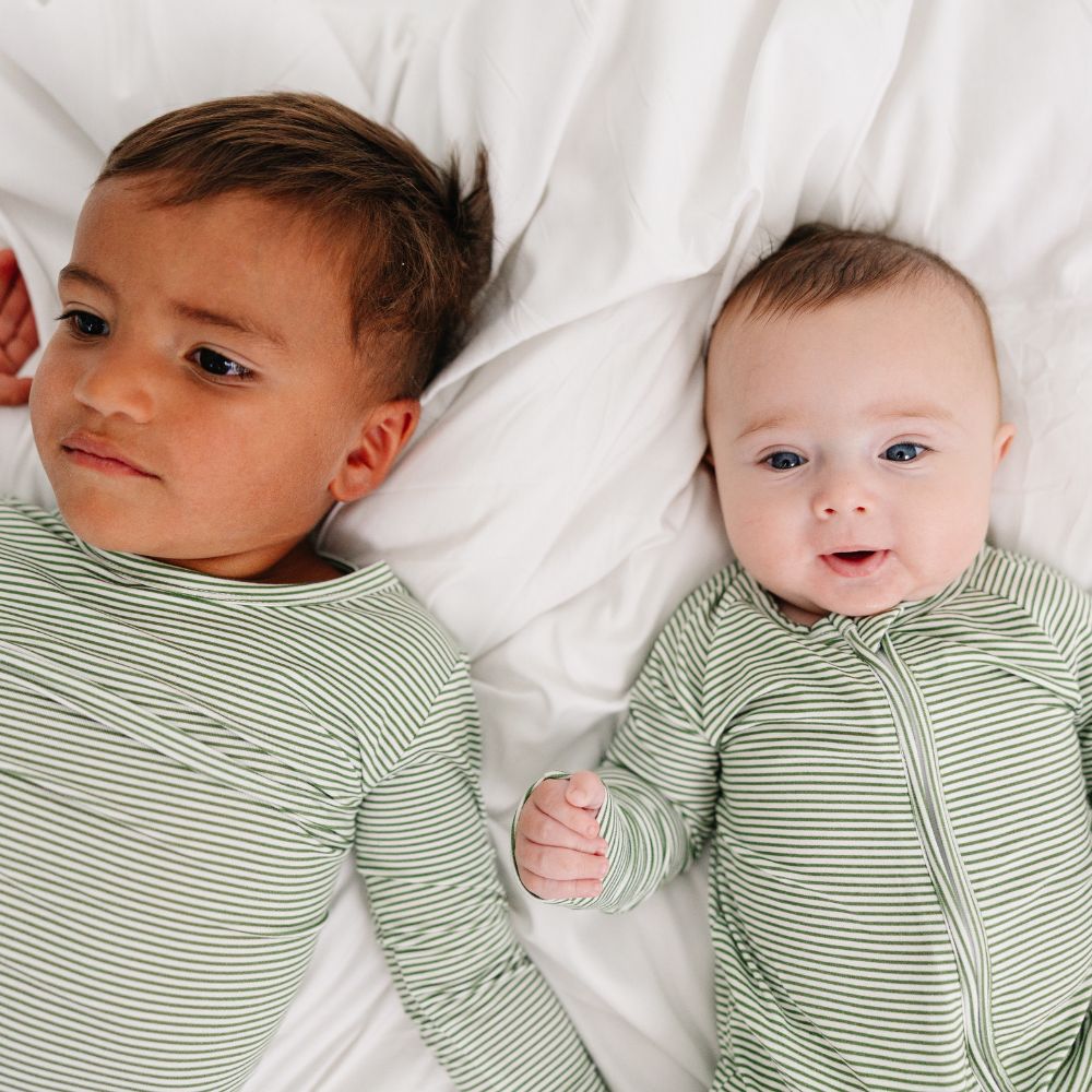 Evergreen Stripe Bamboo Kids Pajama Set | Motette