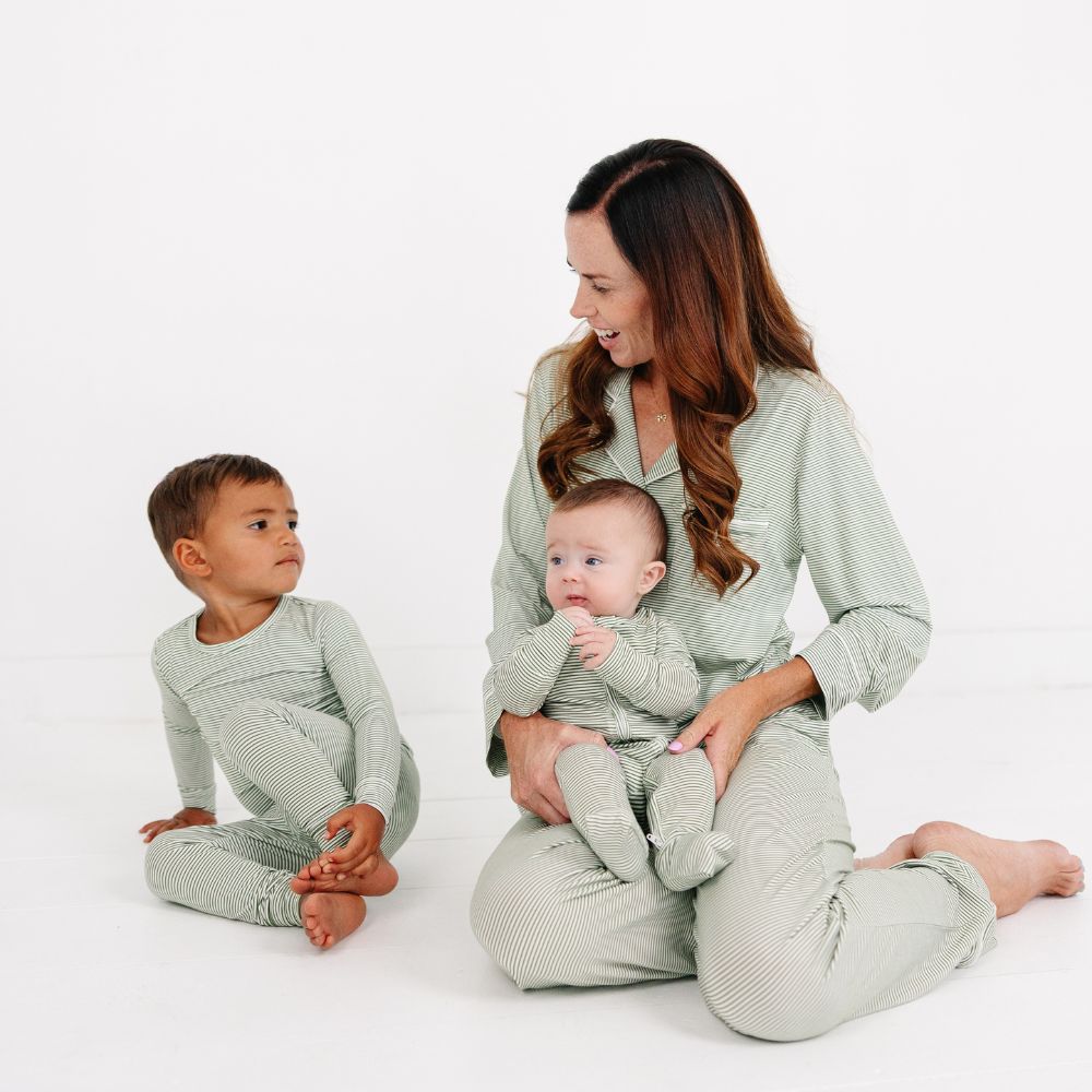 Evergreen Stripe Bamboo Kids Pajama Set | Motette