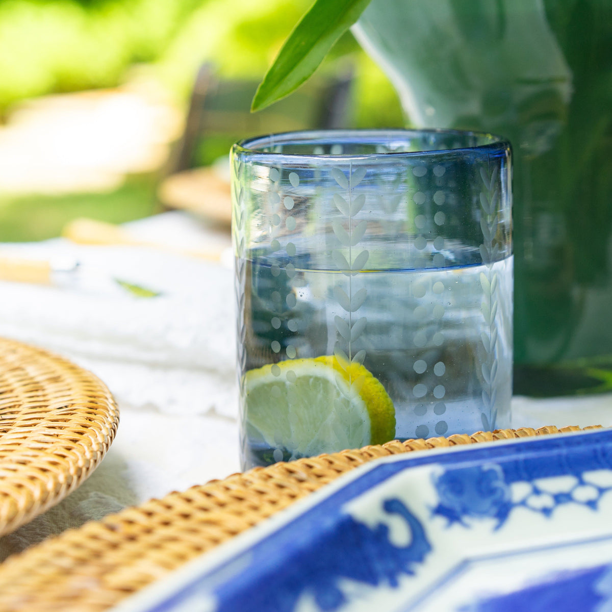 Signature Seven French Blue Rocks Glass