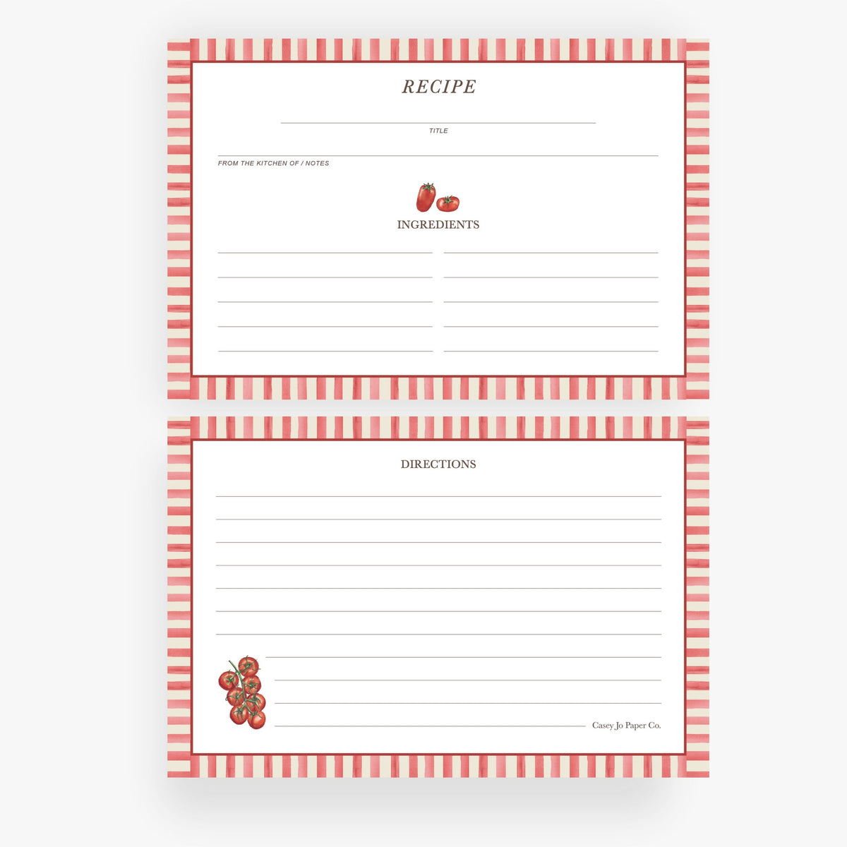 Tomato Recipe Cards
